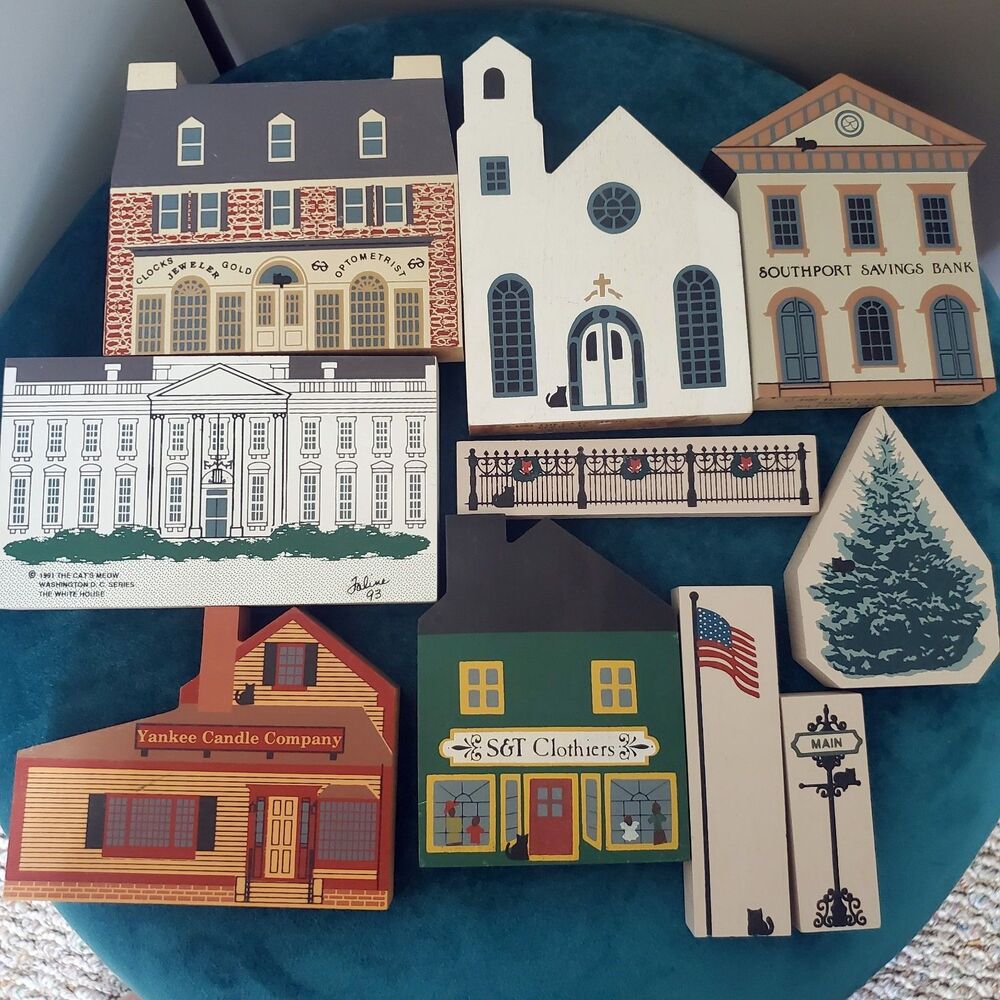 The Cat's Meow Wooden Blocks Mixed Lot of 10  (1984-1991) The White House Church